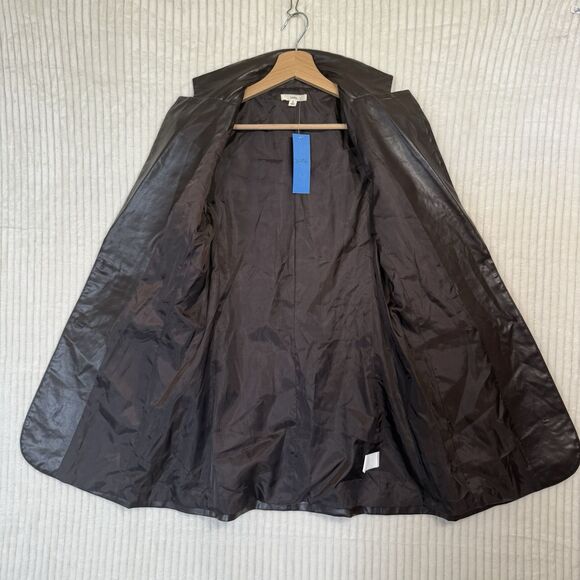 NWT Into Bliss Brown Button Up Leather Jacket Blazer Size S - Picture 7 of 9